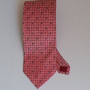 VTG Paolo Gucci Mens Tie Red Geometric Print Italian Silk Luxury Career Business